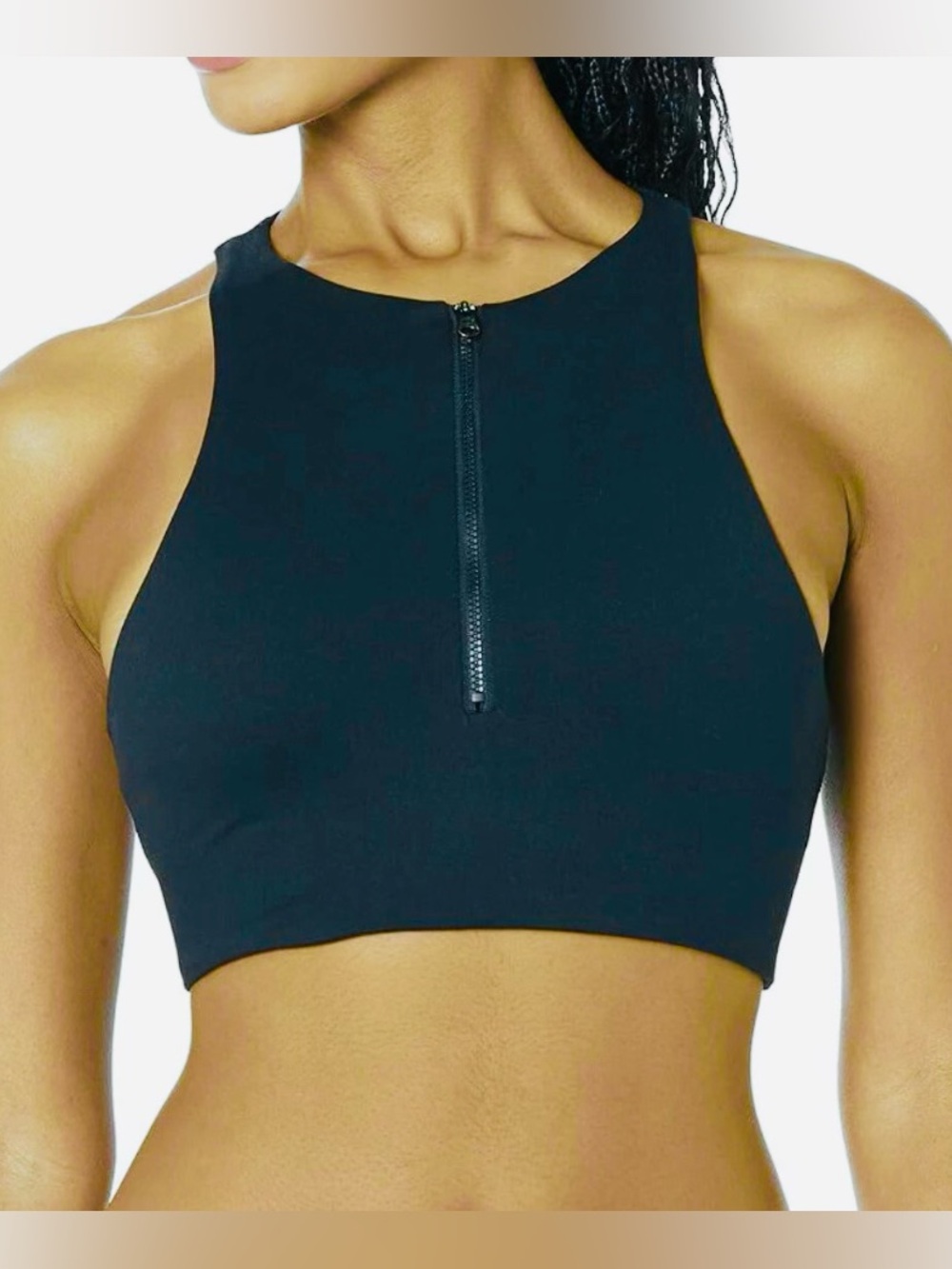 Sage Collective Zip-Front Halter Sports Bra Sz.S